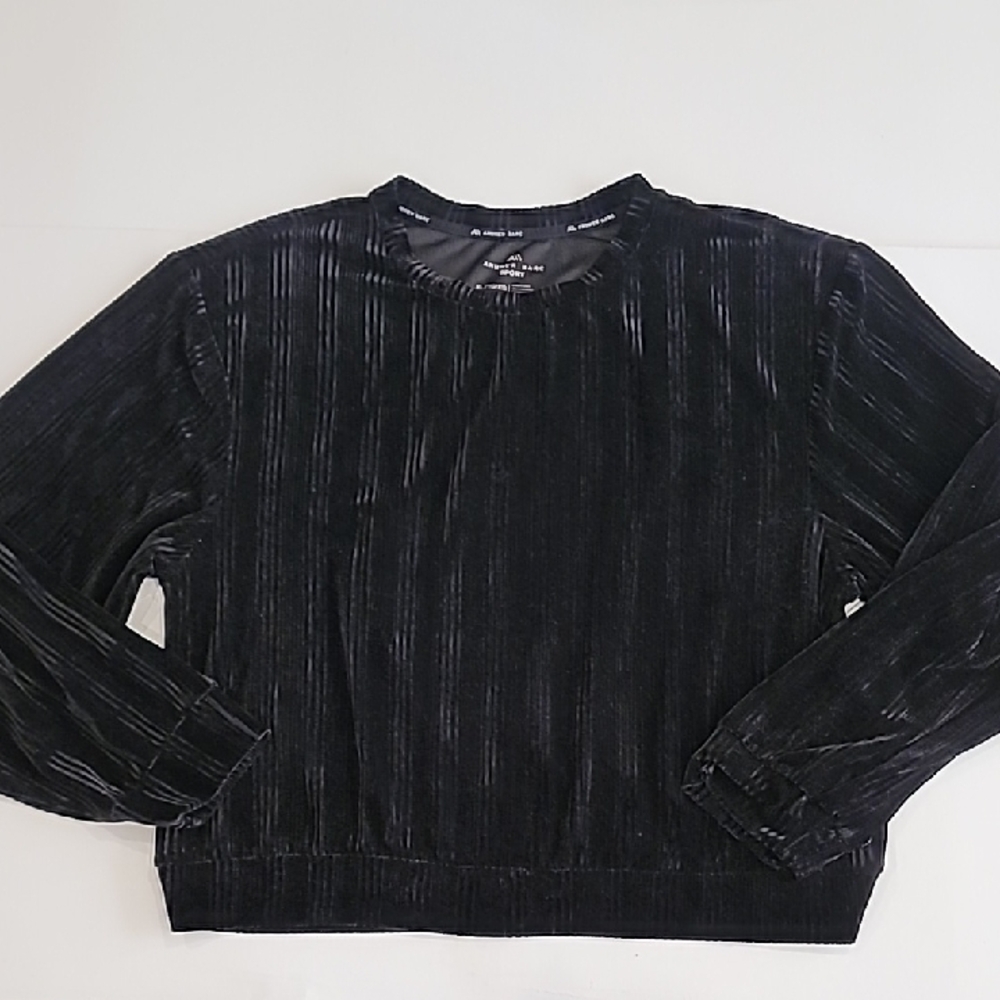 Andrew Marc Sport Velour Stripe Short Top Black XL - Picture 3 of 11